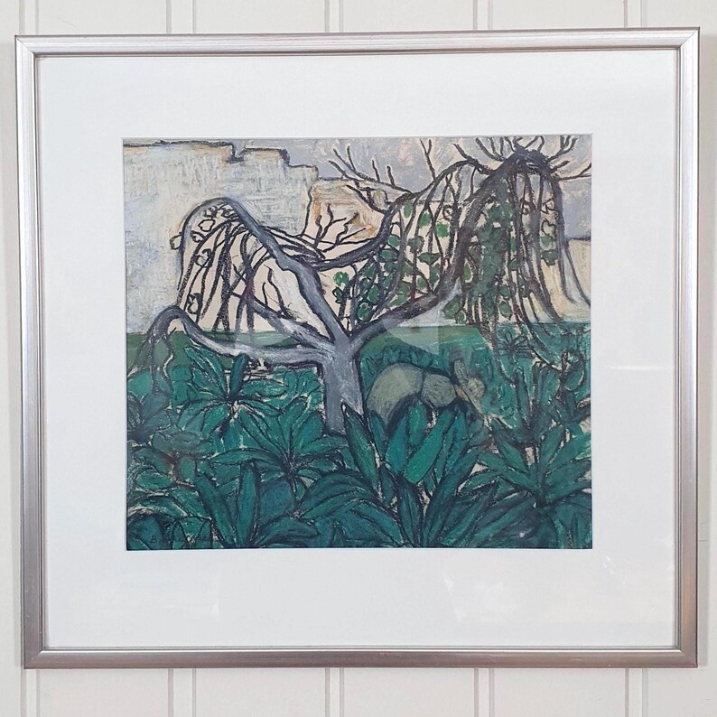 Brita Streiffert 1953 Vintage Swedish Mid Century Pastel Painting Original Art