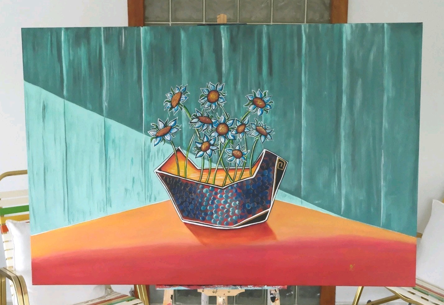 Large sunflowers painting by One Kaas