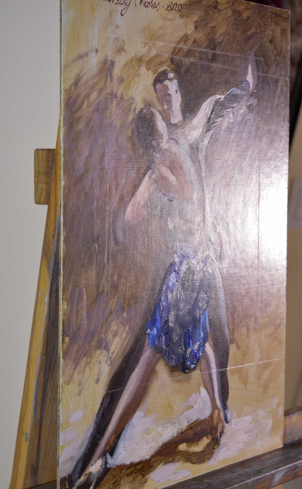 Original Oil Painting 16×12 Ballroom Tango Bolero Dancers Figurative Art