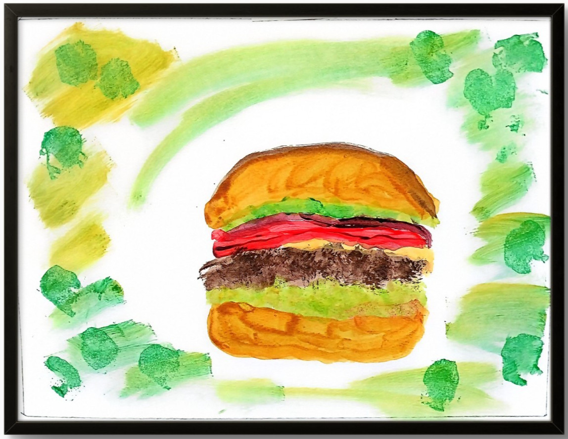 Hamburger Original Modern Colorful Vibrant Pop Art Acrylic Paper Home Decor