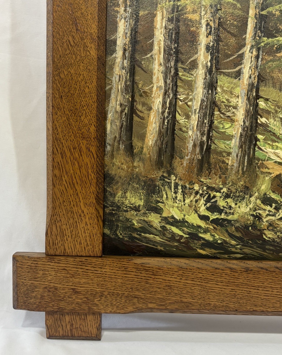 Vintage Original German Oil Painting Mountain Landscape Signed Framed 45″x23″