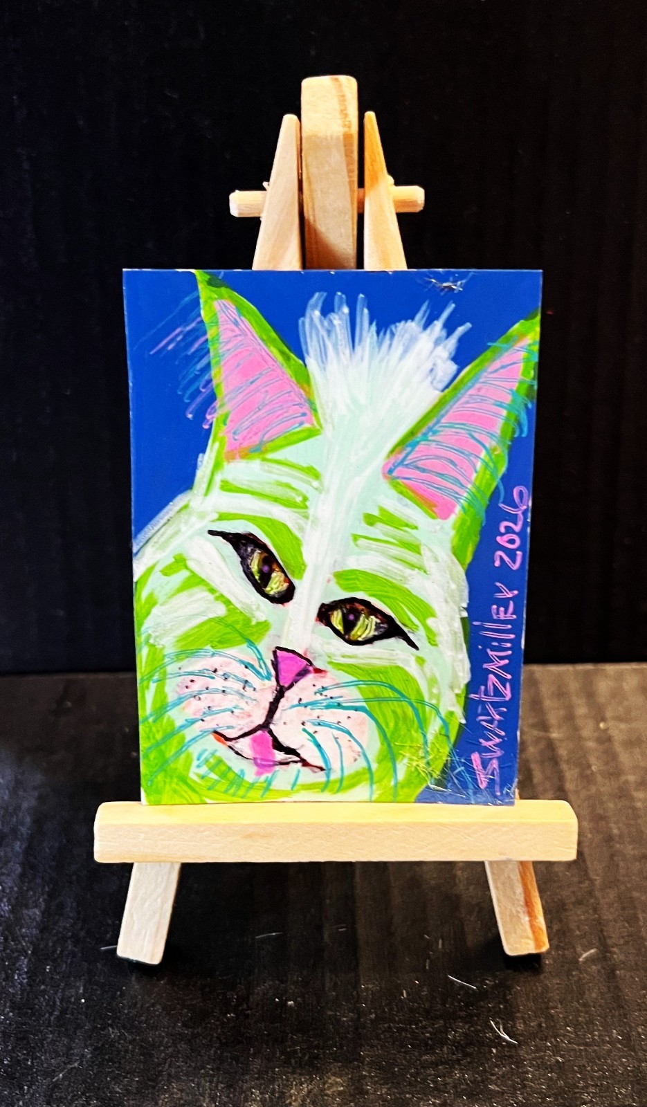 FREE SHIPPING PRETTY LADY PAINTING POP ART Recycled UNIQUE Original SWARTZMILLER