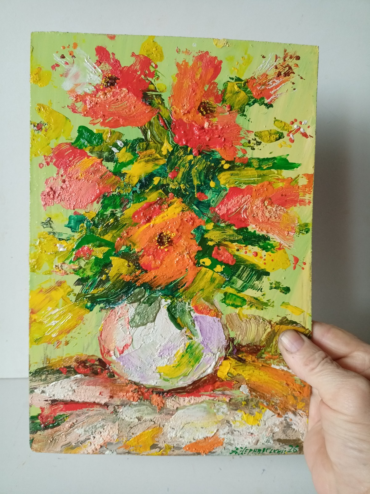 Poppies Impasto Painting Original Art Impression Oil Painting 11.7 x 7.8 in
