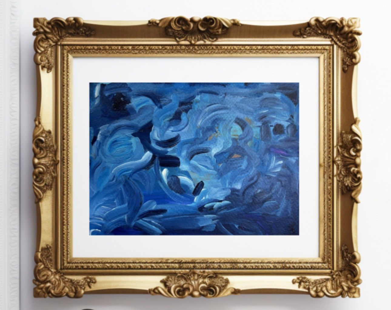 Abstract Modern Art Matted 8”x10” Original Blue Contemporary Painting Jimarieart