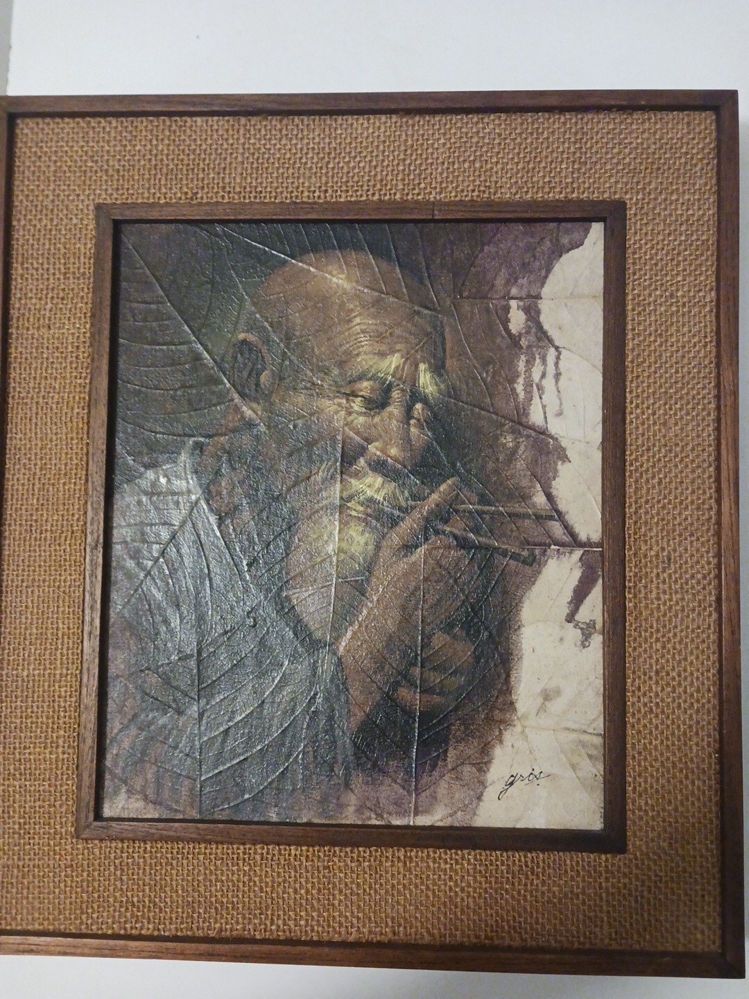 RARE LOT OF 2 VINTAGE, FRAMED & SIGNED TOBACCO LEAF OIL PAINTINGS – GRIS