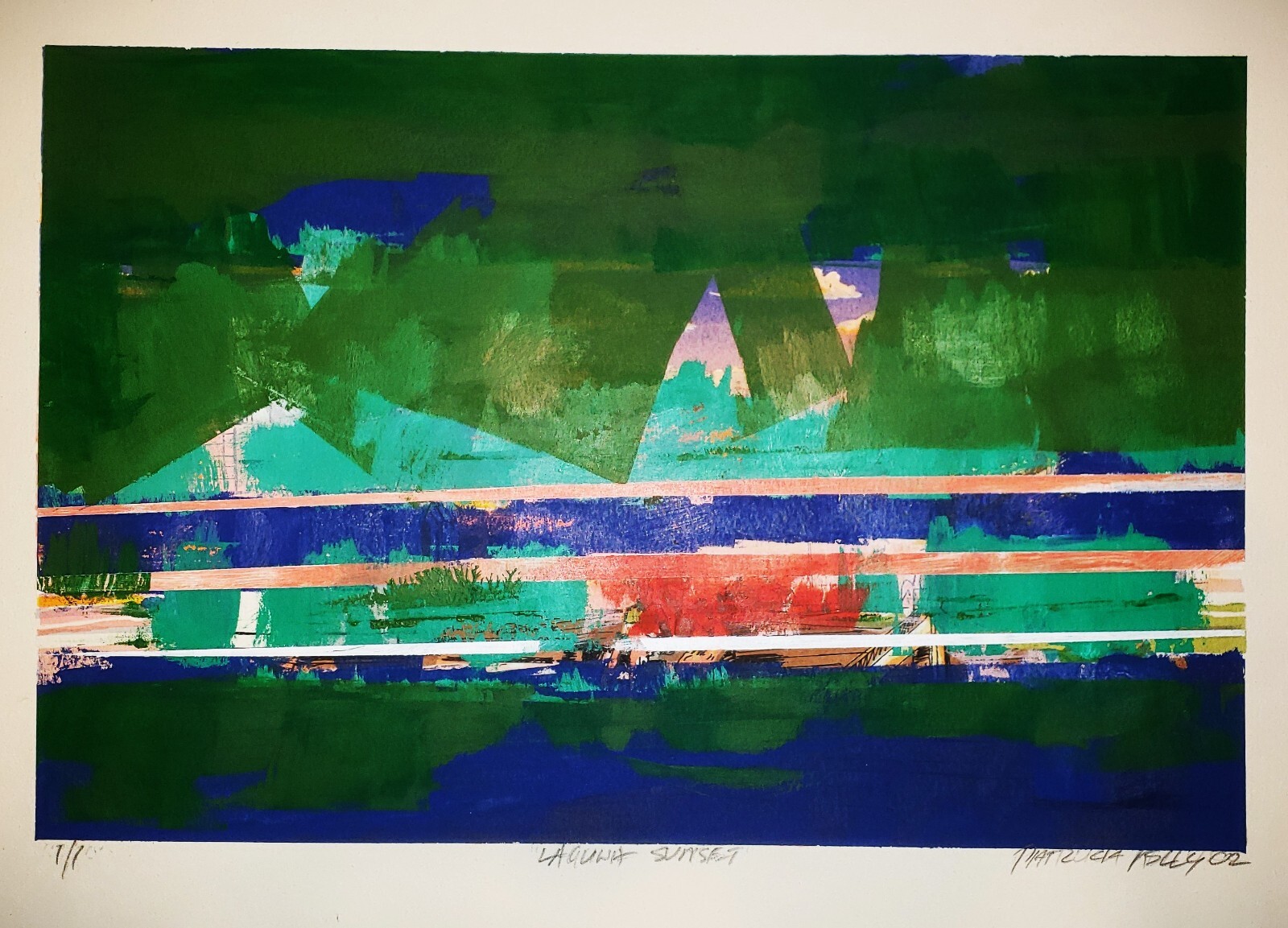 PATRICK KELLY (1937-2024) Mid Century Modernist Laguna ORIGINAL ACRYLIC PAINTING