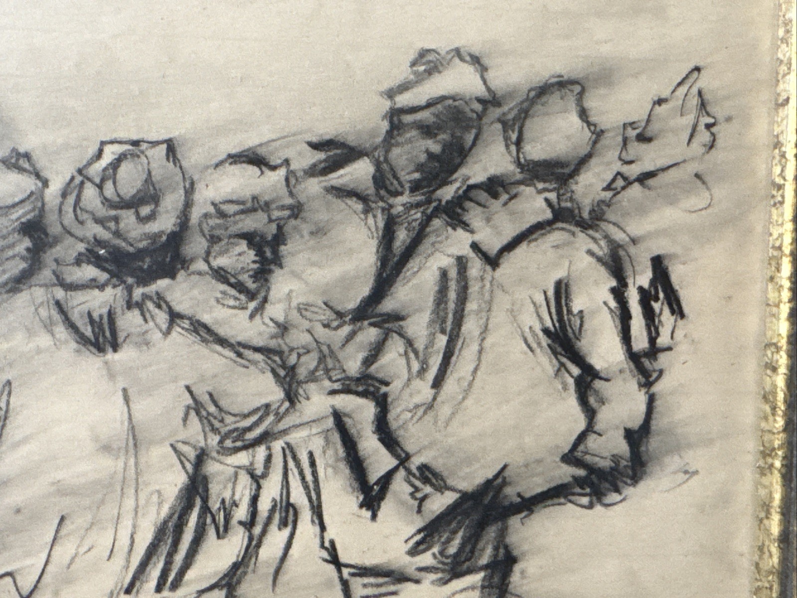 Charcoal Drawing On Smooth Panel , Signed Dated ,rare , Original ,