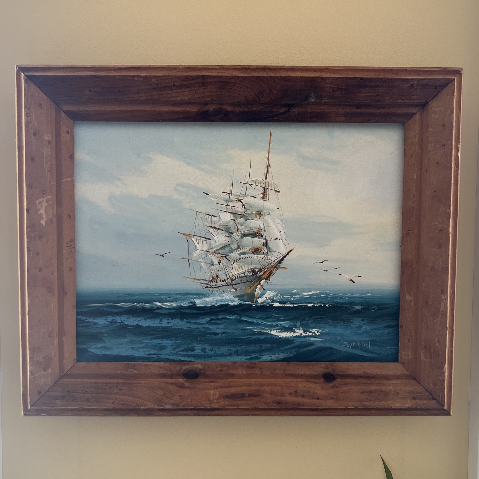 Hewitt Jackson Original Oil Painting Clipper Ship At Sea Signed Framed
