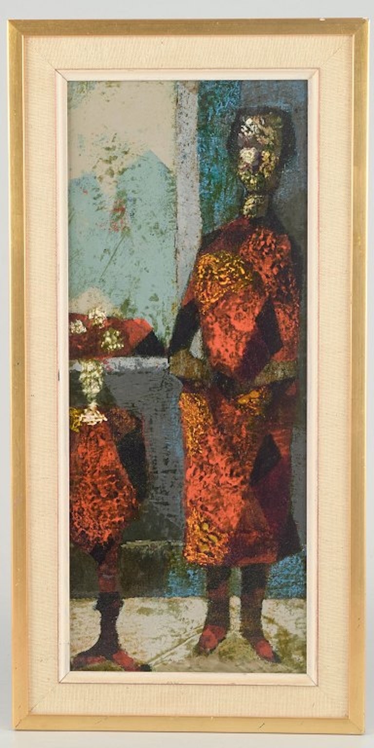 Sven Harald Ahlgren, Swedish artist. Oil on board. Female figures. Mid-20th c.