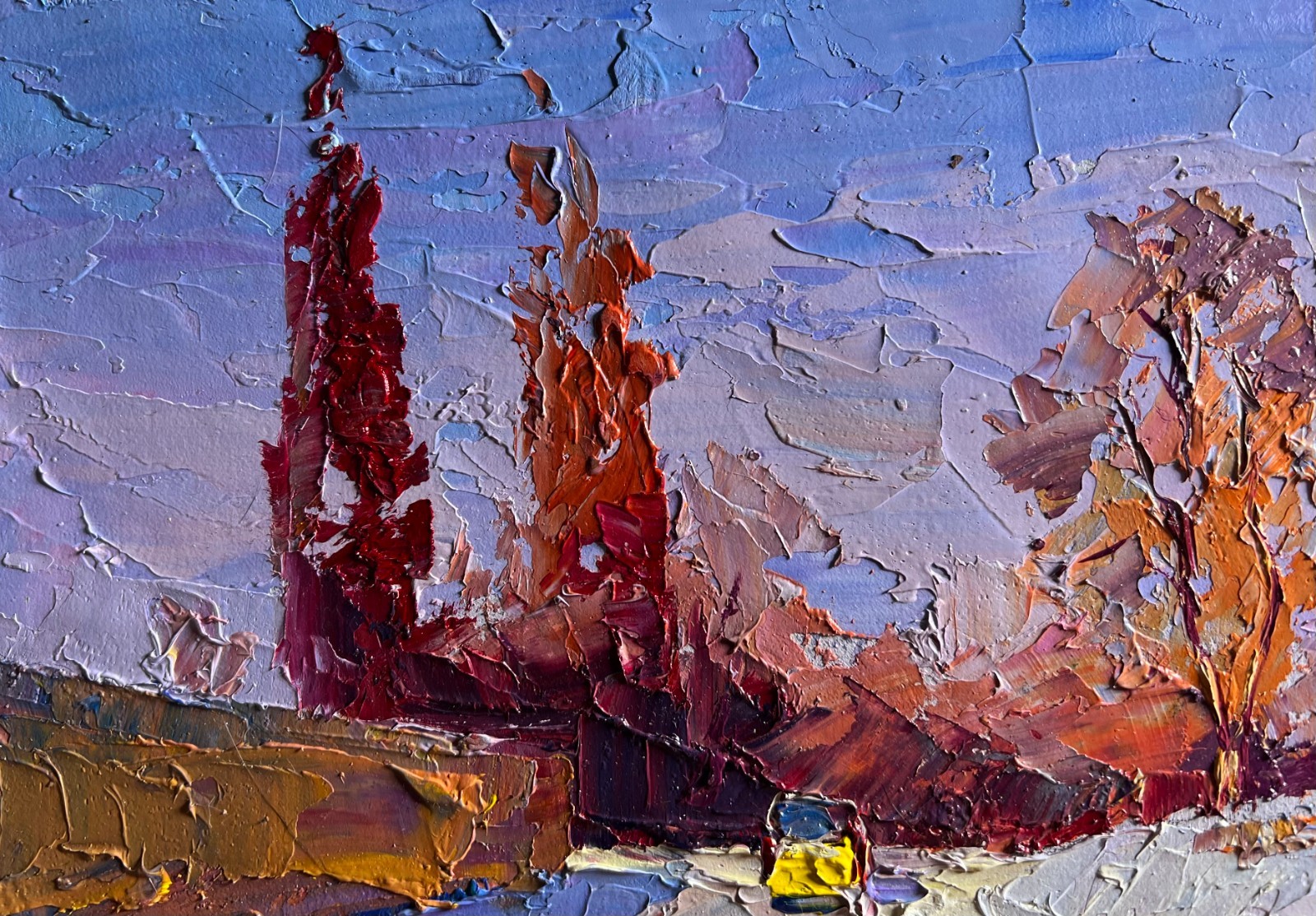 Oil Painting The Street Was Covered With Snow B. Serdyuk Original nAAA3705