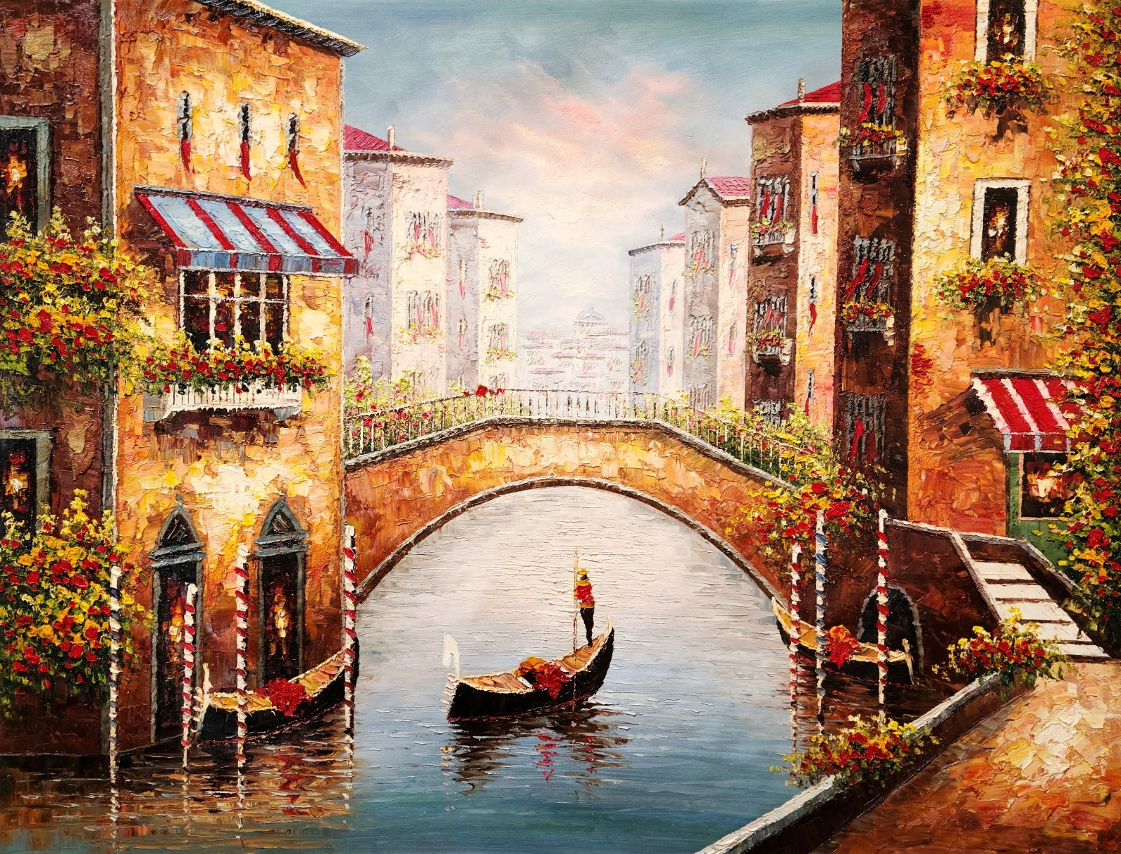 Venice Cafe- #BV-24, 36×48 -100% Hand painted Oil Painting on Canvas