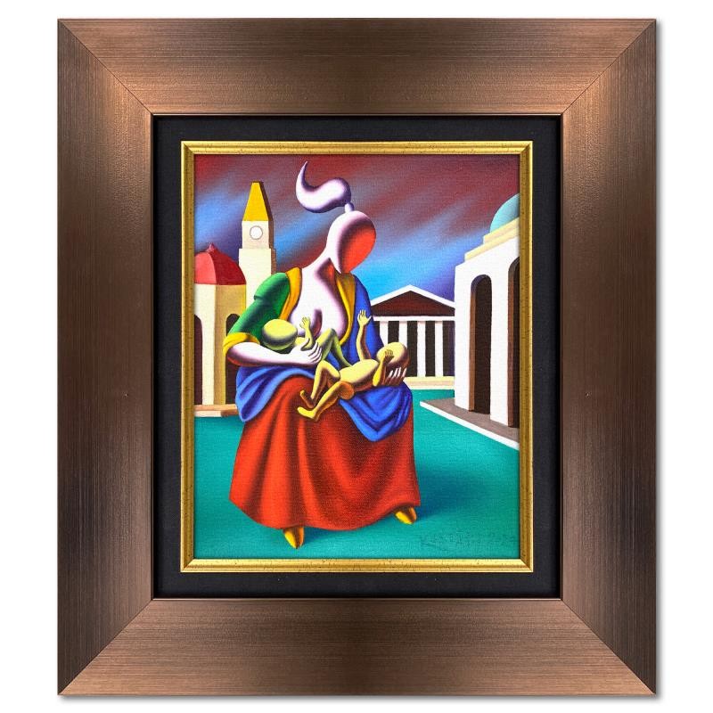 Mark Kostabi «Timeless Bond» Framed Original Painting Canvas Hand Signed Art