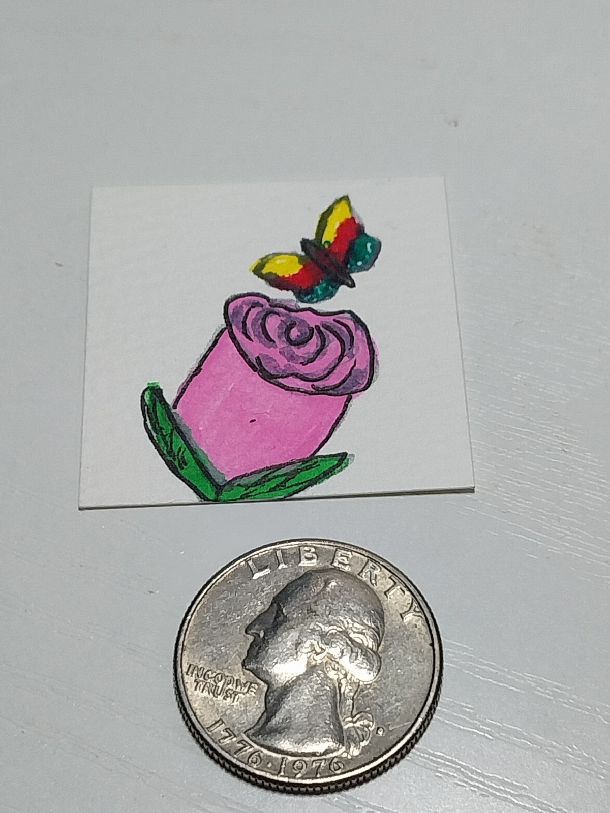 DOLLHOUSE MINIATURE Hand painted PICTURE Flower ~ 1.5 Inch Painting 1:12 Scale