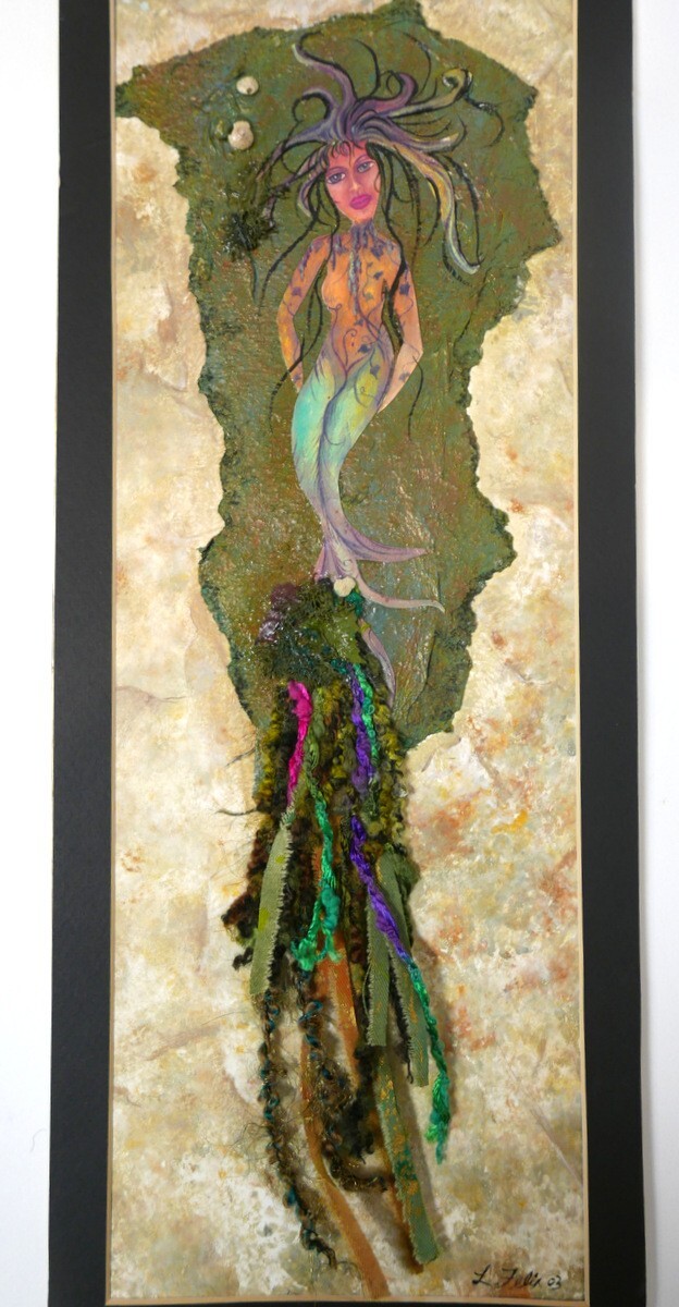 Lori Felix Unique Painted Paper Mixed Media Original OOAK HAND SIGNED