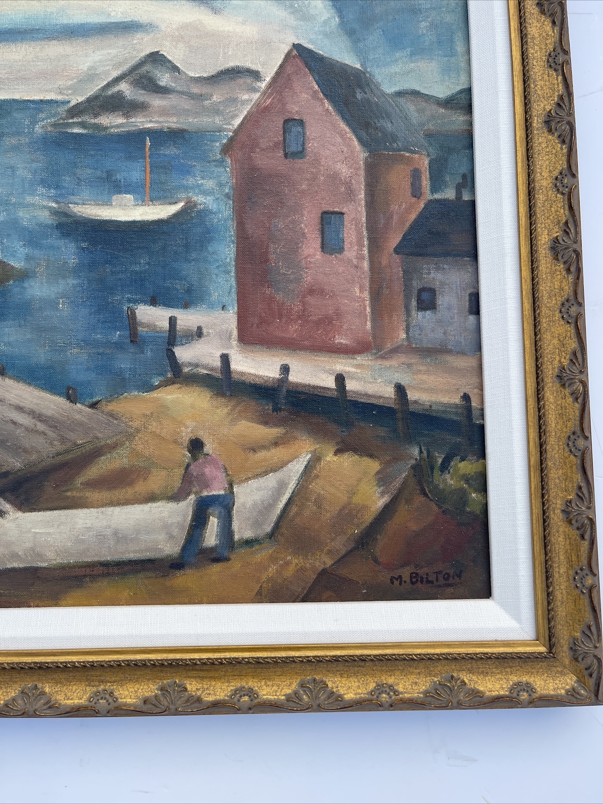 Mid Century Painting New Jersey Maurice Bilton Listed Famous WPA REGIONALISM OIL