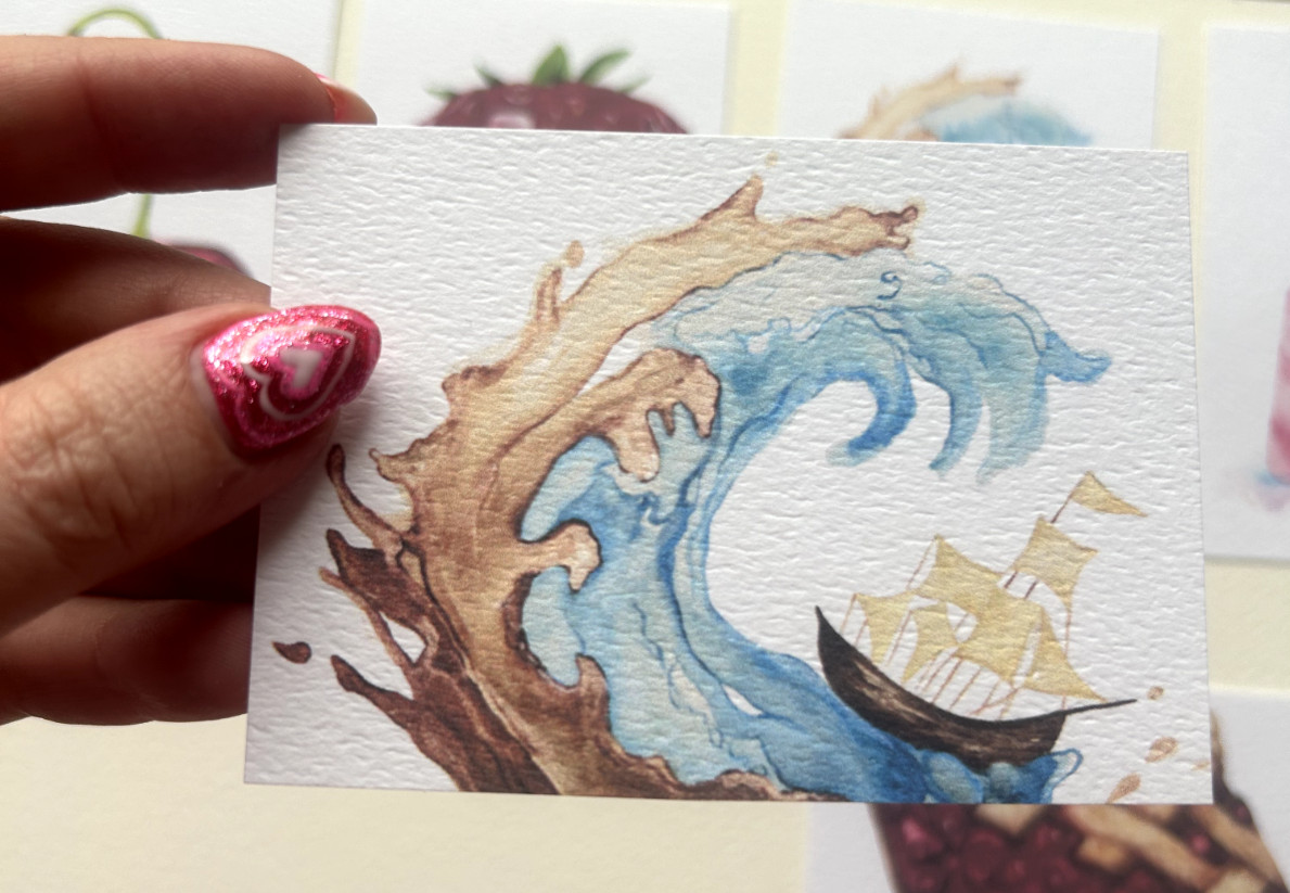 ACEO Edition- Print Sawyer Crane Great Wave Sailboat Ocean Storm Pirate Ship
