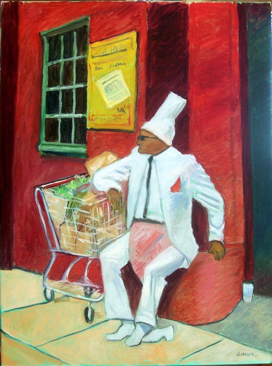 Chef Creole, New Orleans, oil painting by Tim Lauer, 24″ x 18″