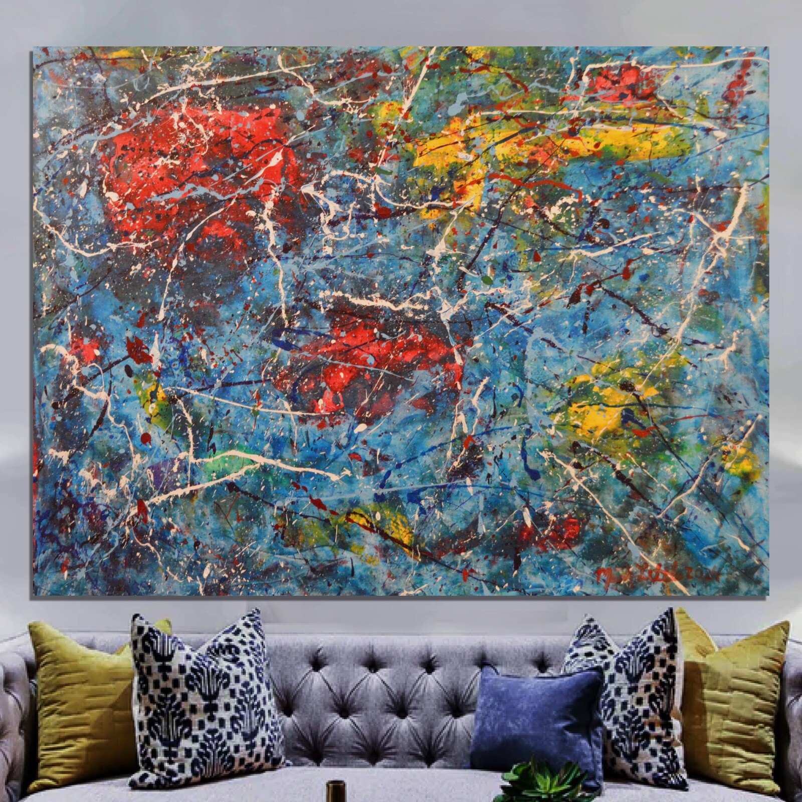 Pollock/Richter style￼ Professional Painting 81” X 62”(6ft 9in)Abstract Modern