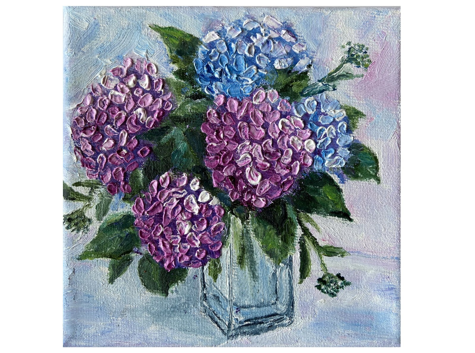 Original Painting Hydrangea painting Flower wall art 3d Floral Oil painting
