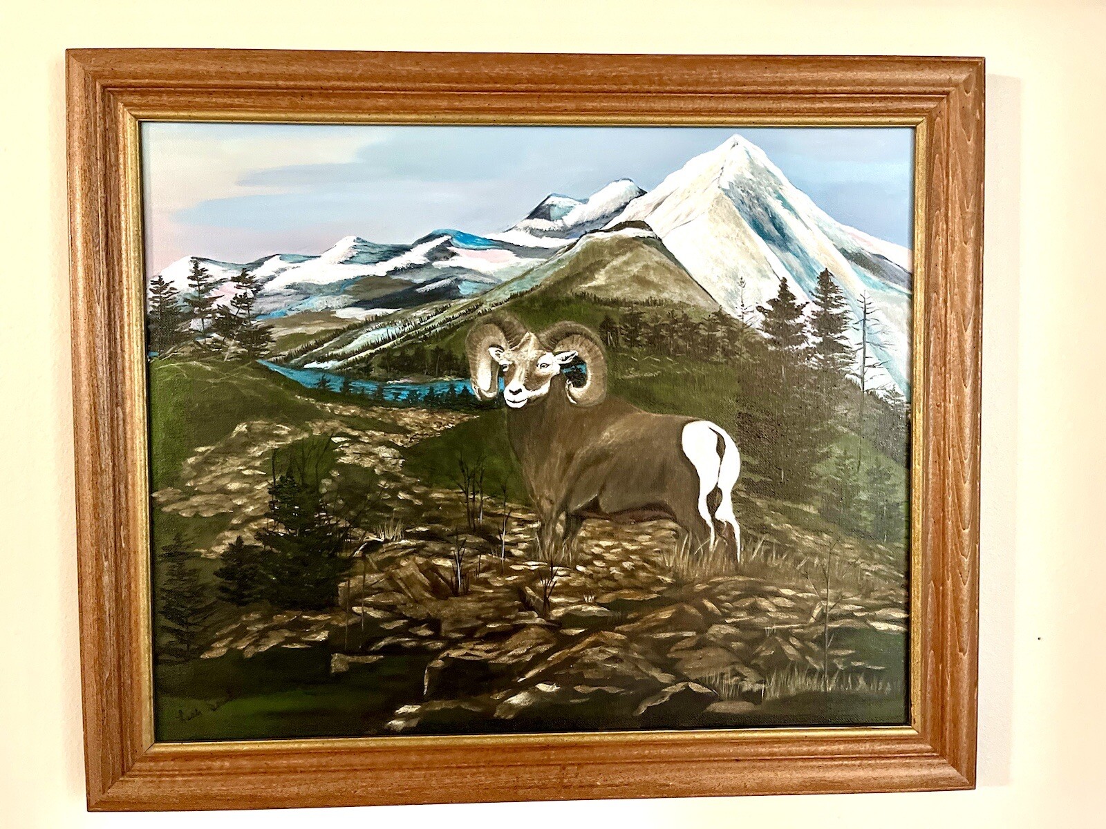 Big Horn Sheep Origina Painting Painting By Arkansas Artist Leah J Smith