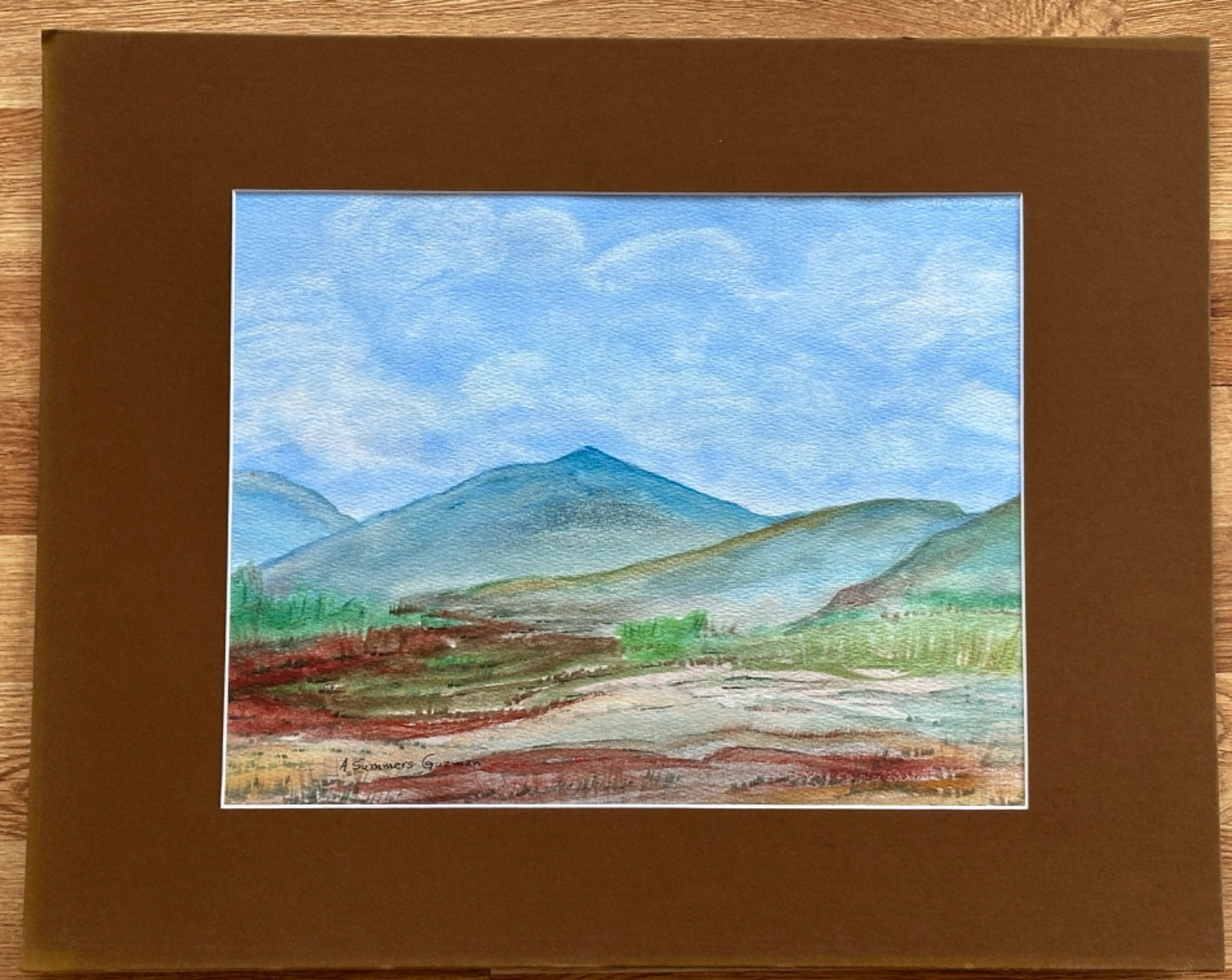 ALICE GUZMAN ORIGINAL WATERCOLOR PAINTING MATTED 16″ X 20″ NEW MEXICO 1980’S