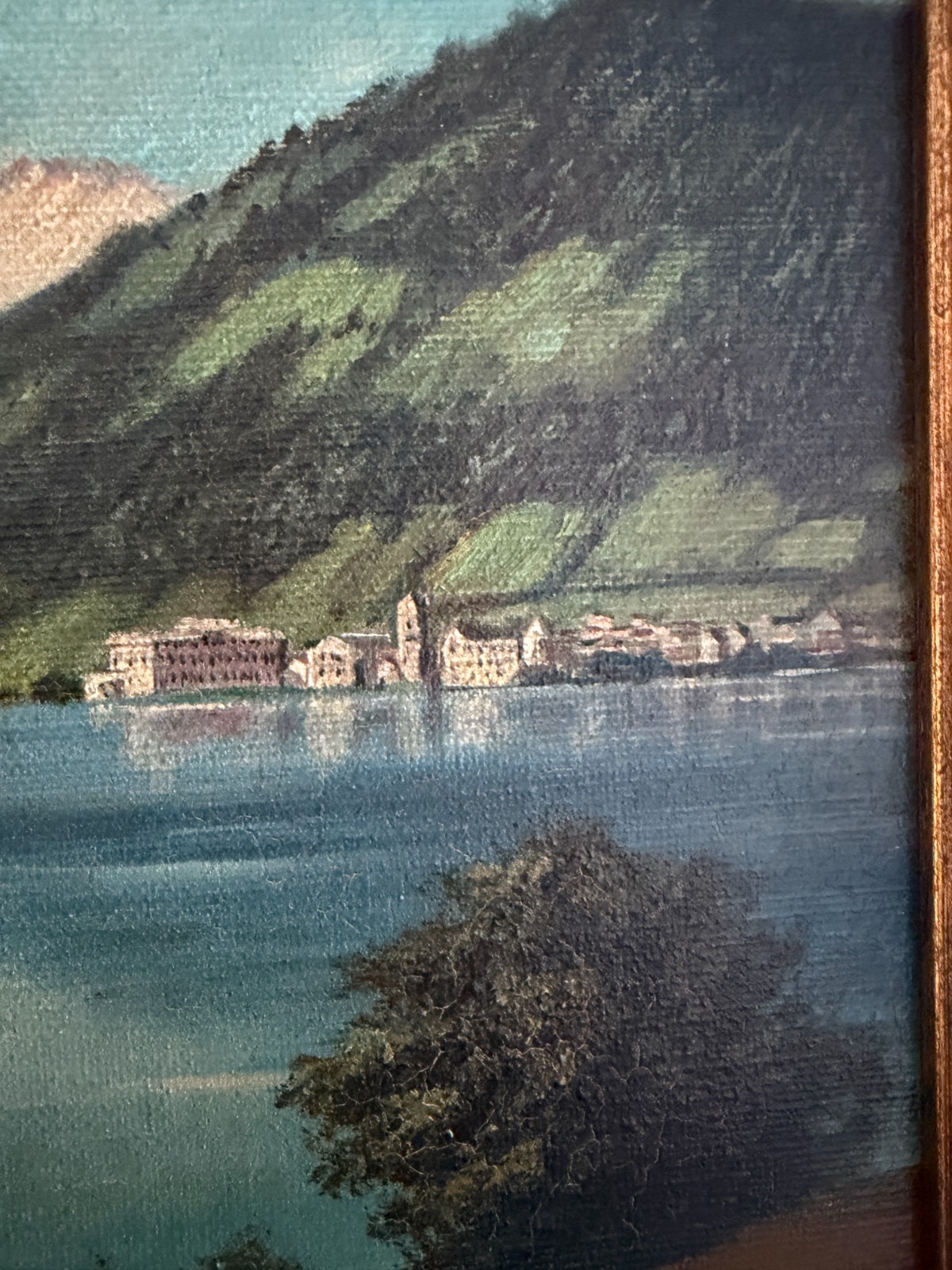 Antique 19thC Original Alpine Landscape Oil Painting Listed Artist Signed Framed