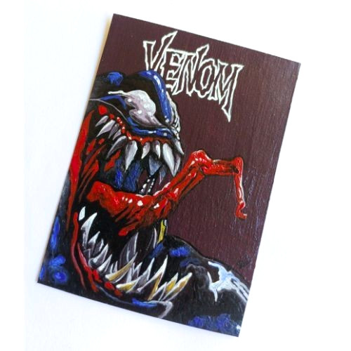 ACEO Original Venom Ordered Pop Art Marvel Hiro Fan Acrylic Hand Painting NEW