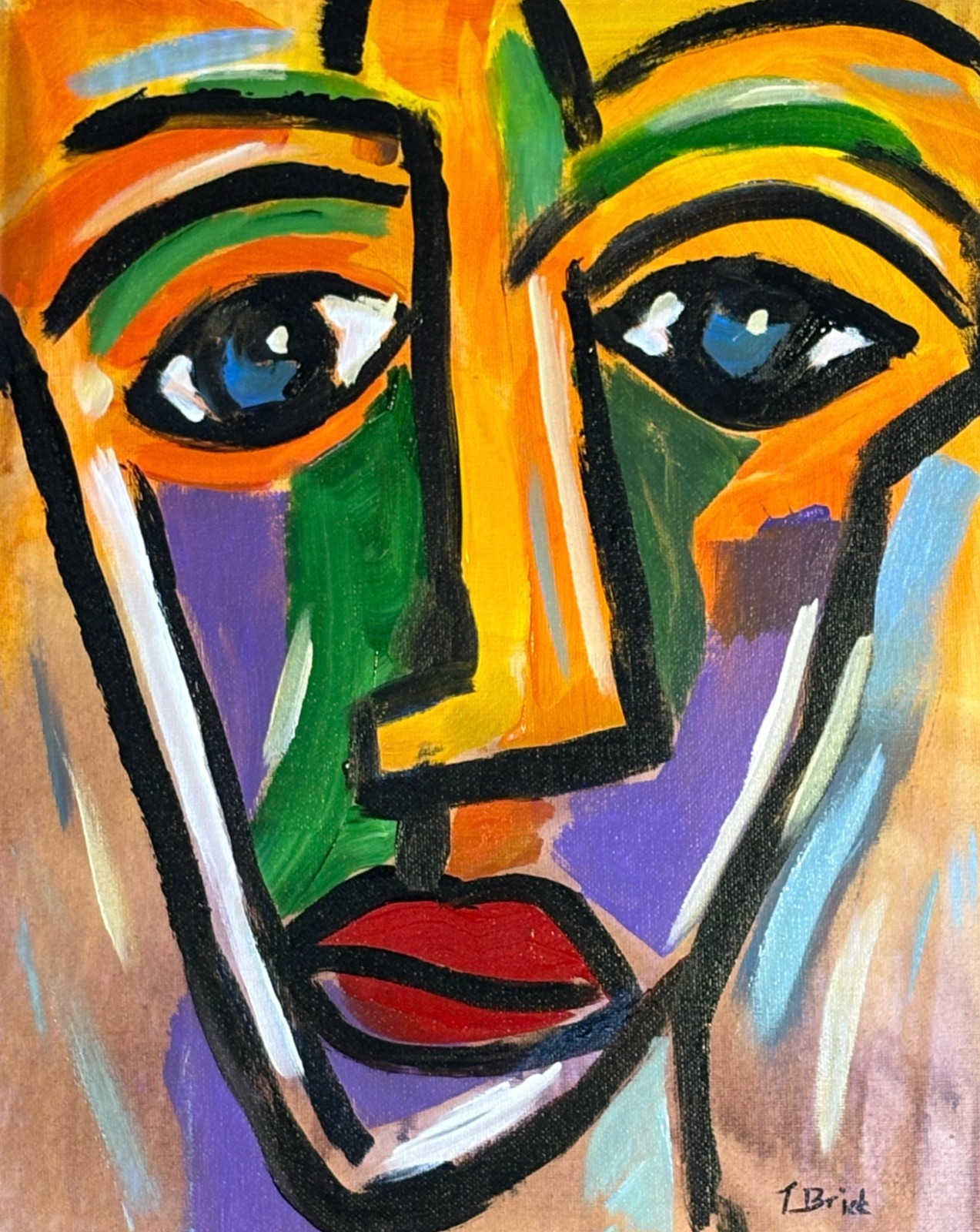 Neo Expressionist Portrait Painting 11×14 Original Abstract Colorful Face Art