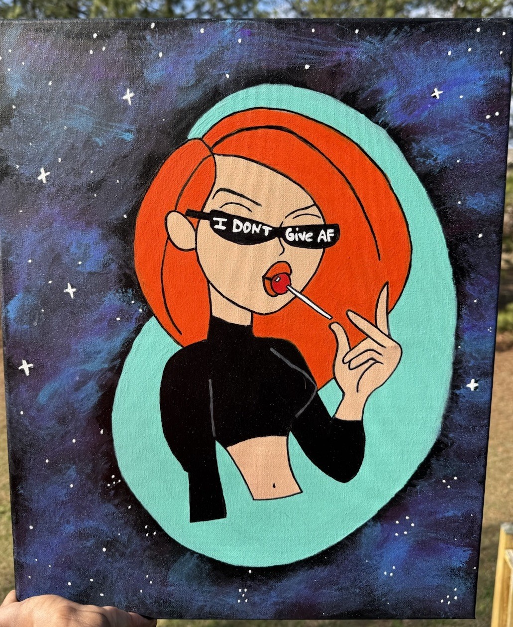 Kim Possible Inspired Cartoon Painting | Pop Art Galaxy Girl| Y2K Aesthetic Art
