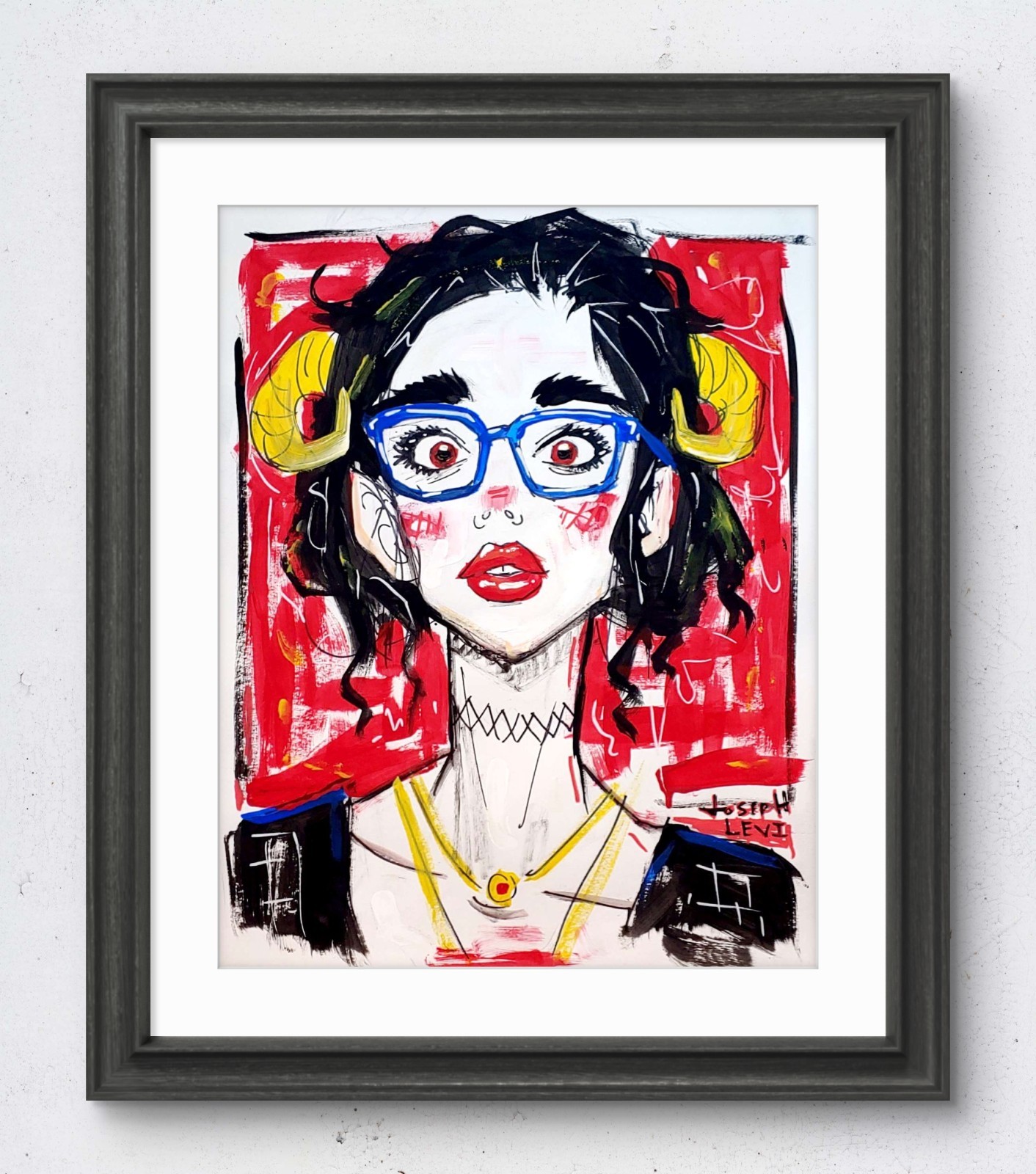 Colorful Modern Pop Art Female Portrait 14×11 Original Acrylic Painting on Paper