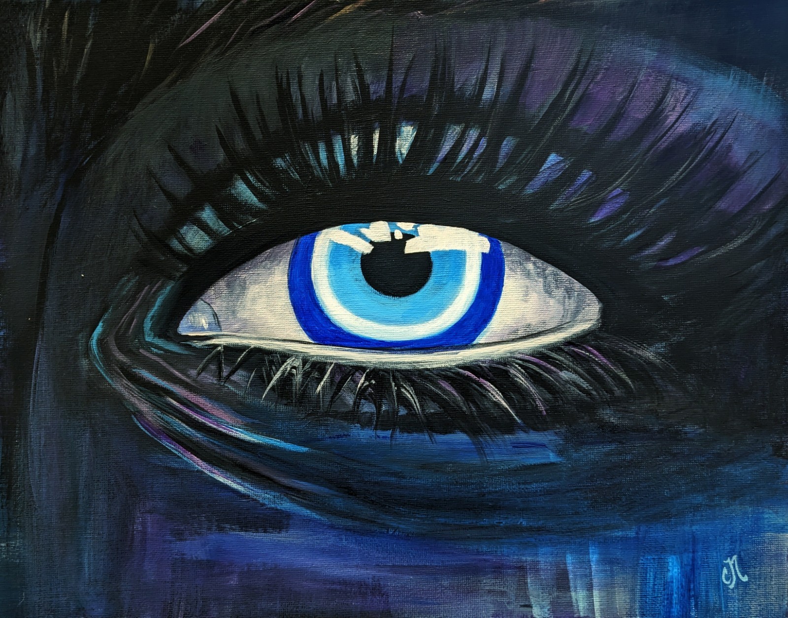 Original Painting on Canvas. Modern Abstract Eye Art. Protective Evil Eye. 14″