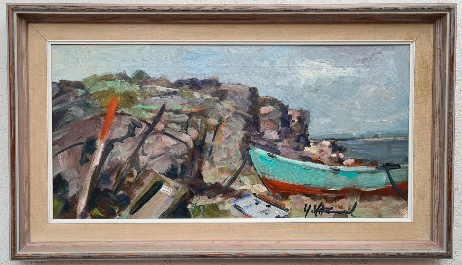 Abstract oil painting oil painting masterpiece landscape seafaring boat sea 430