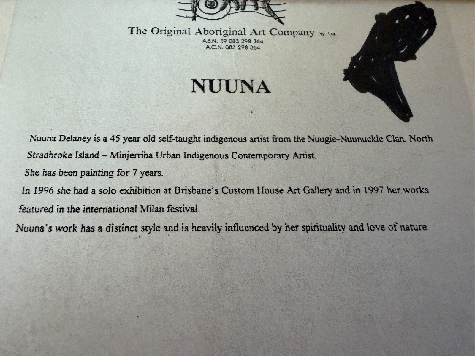 Aboriginal Australian Indigenous Artist Nuuna Delaney Framed Painting On Stone