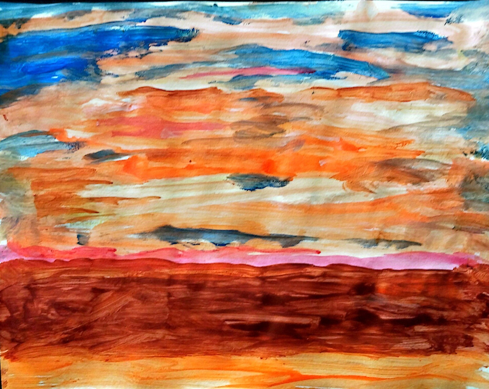 Colorful Landscape Modern Original Signed Paper Acrylic Wall Art 11×14 BACH