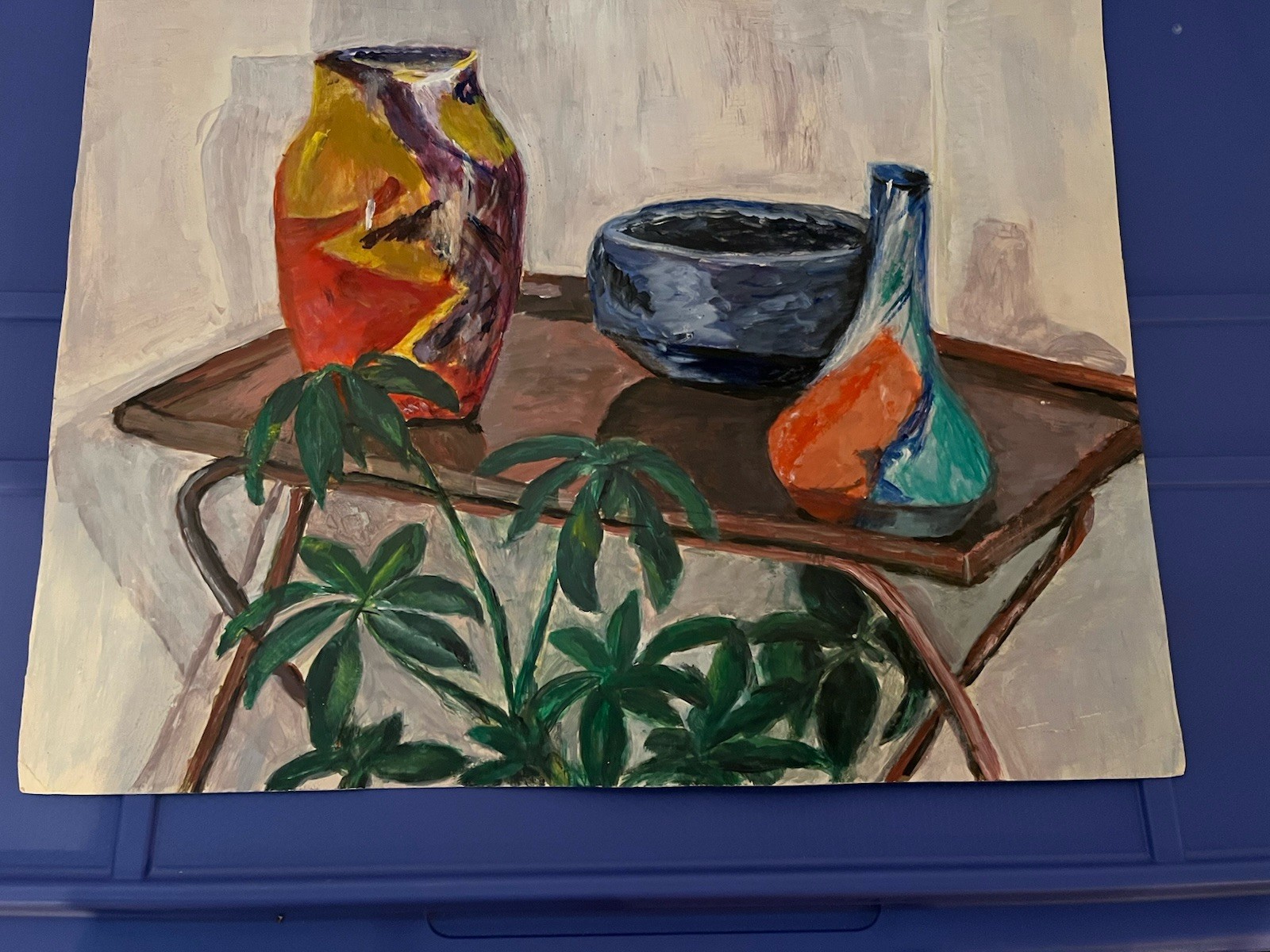 Wonderful 60’s-70’s Still Life Chalk Painting 16 1/4”x12.5”on Paper!