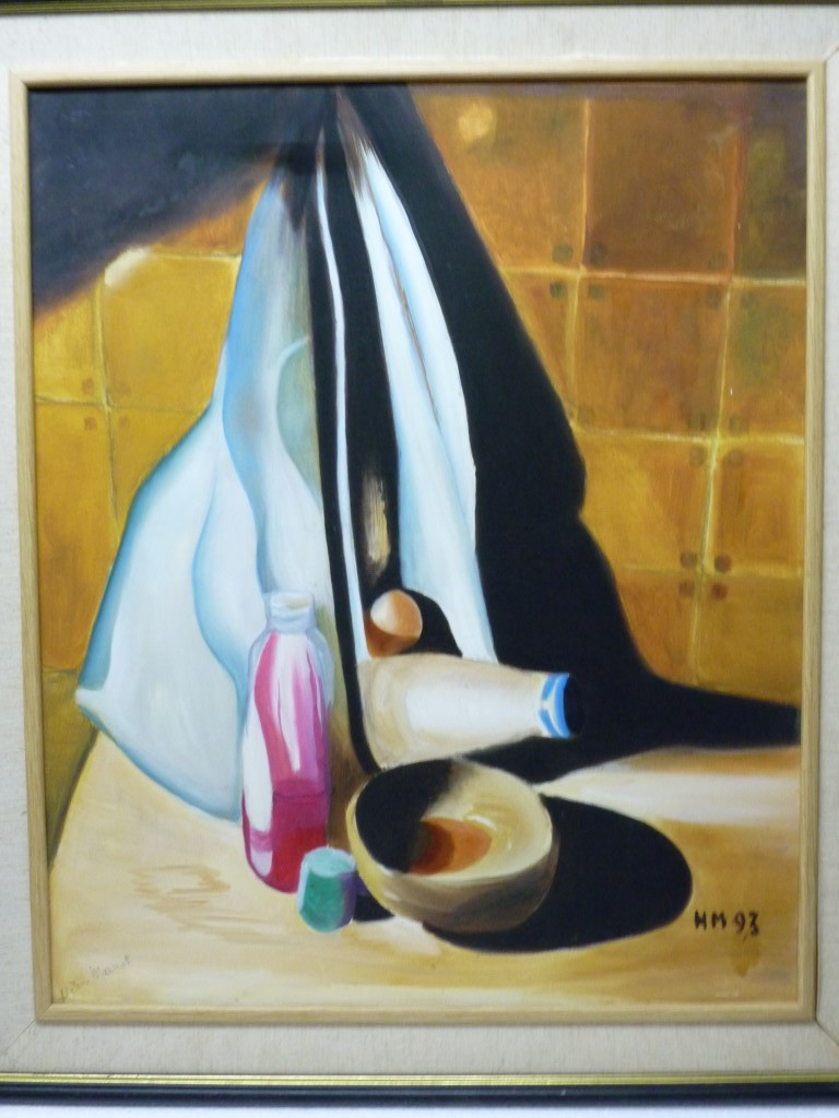Splendidly Vivid Painting Oil/C Still Life Signed Helen Marmot 93, 63 X 52.5cm