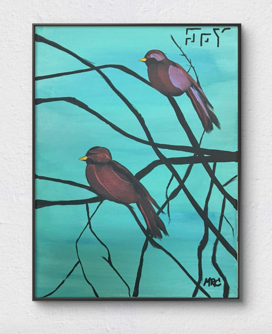 Original Still Life 12×16 Acrylic Painting Birds «Joy» Wall Art Canvas Signed