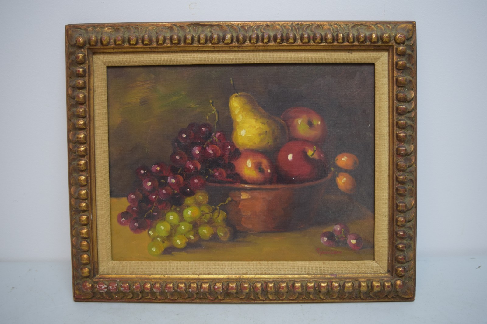 + Framed Oil Painting «Still Life» Signed: Frank Lean + 20 1/4″ x 16 1/4″ (JC52)