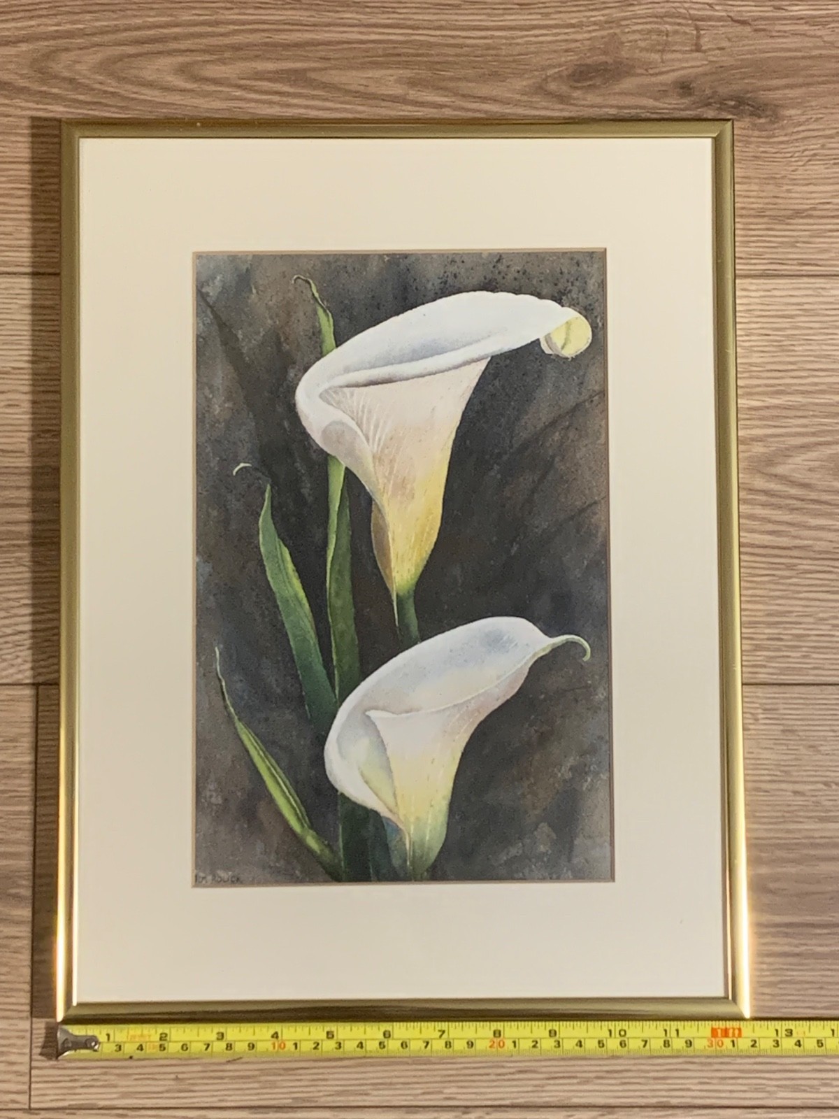 Jim Rolick Original Watercolor White Calla Lily Floral Still Life Art