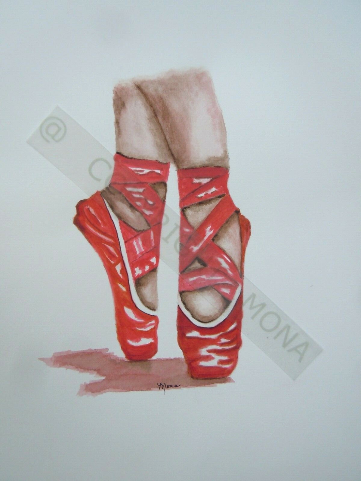 BALLET, BALLERINA, TAP SHOES, DANCE WATERCOLOR ~ HAND PAINTED ~ NOT A PRINT