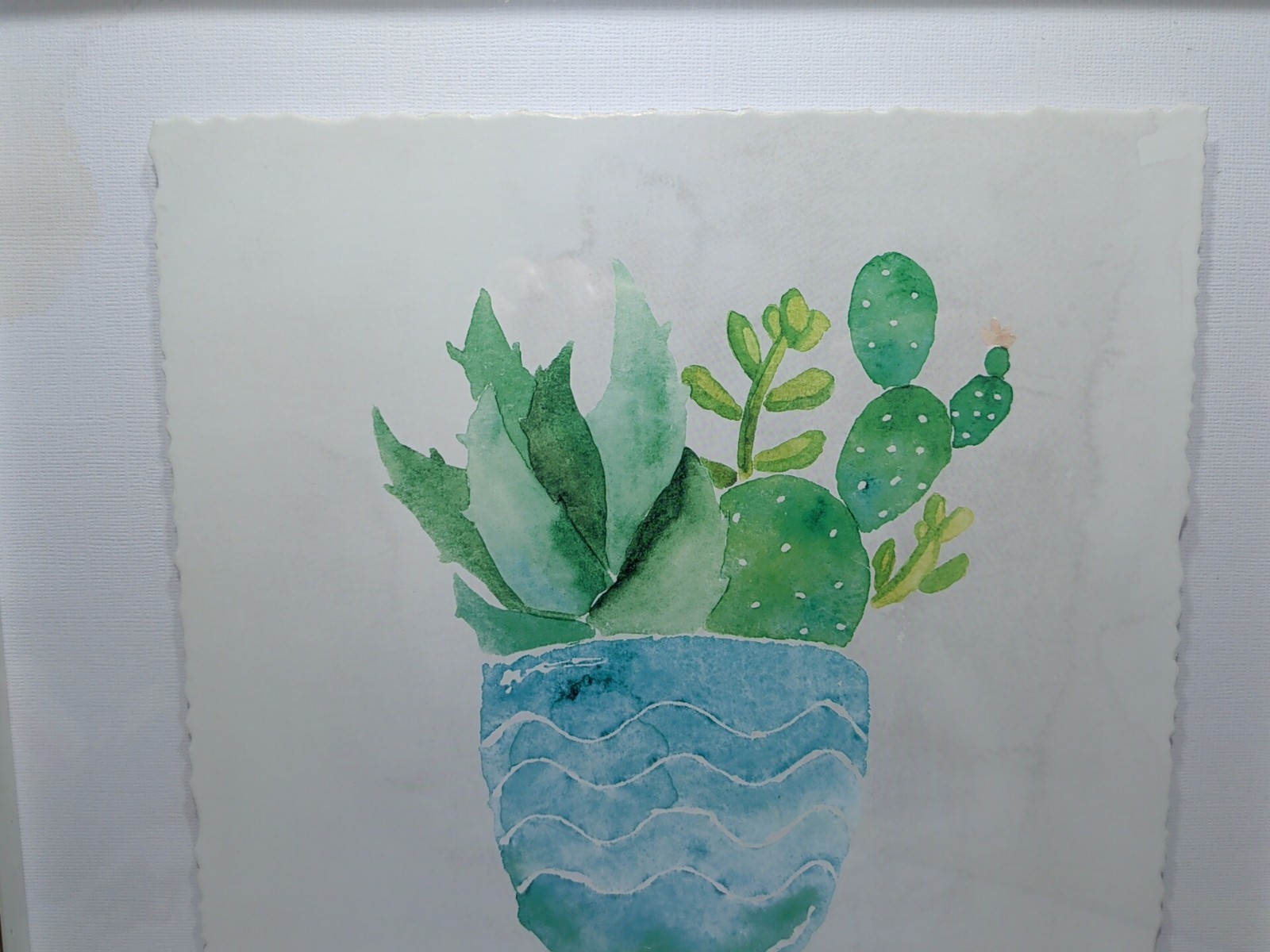 ✨New✨ Floating Framed Watercolor on Paper Succulents 14″X14″ – Framed Artwork