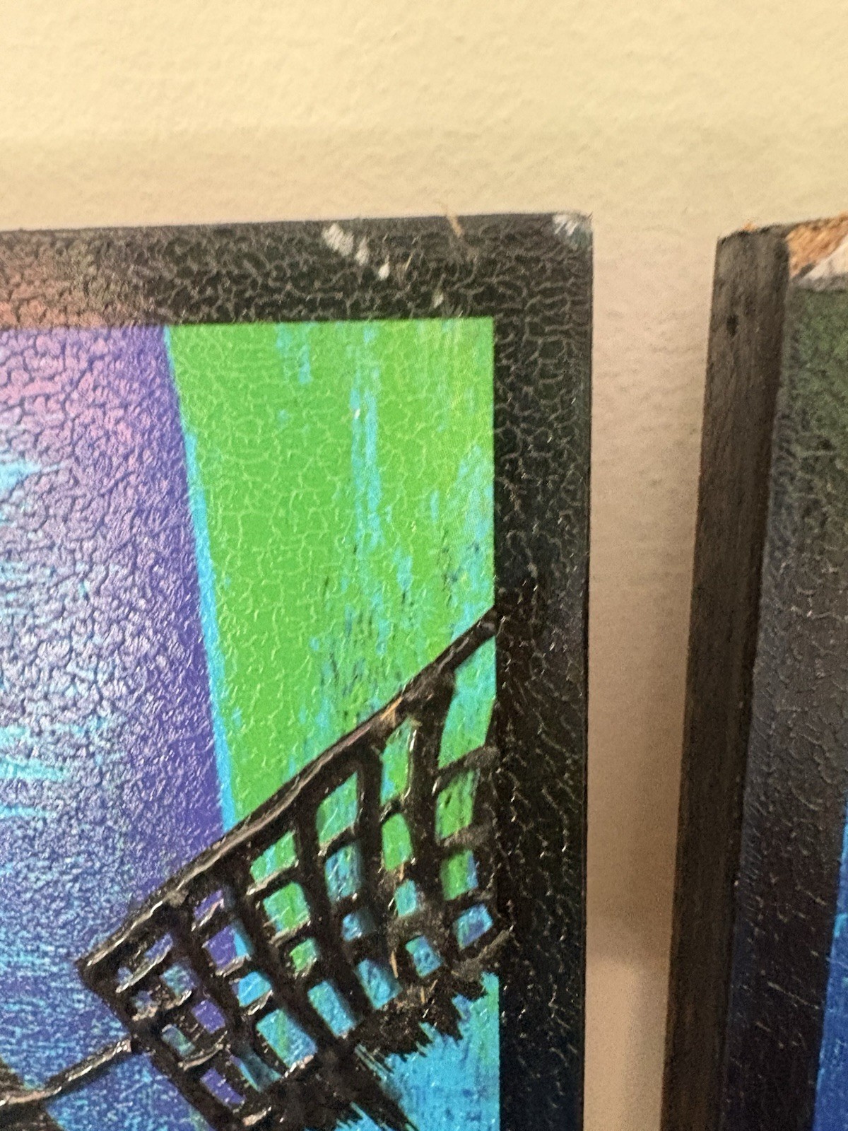 Set of 2 Vintage MCM Impasto Painting Wall Art Panels 10” X 4”