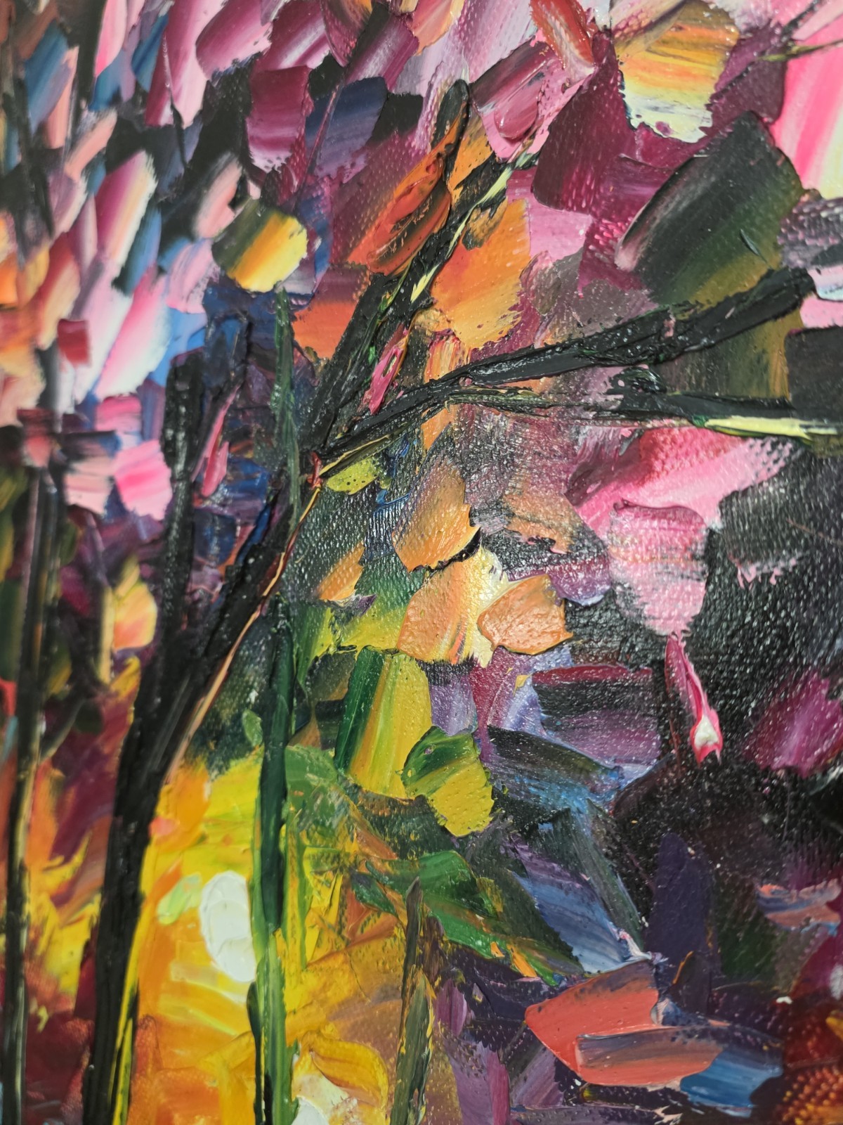 DANIEL WALL Large OIL ORIGINAL Signed One of a Kind. In Person. BLOSSOM AT NIGHT