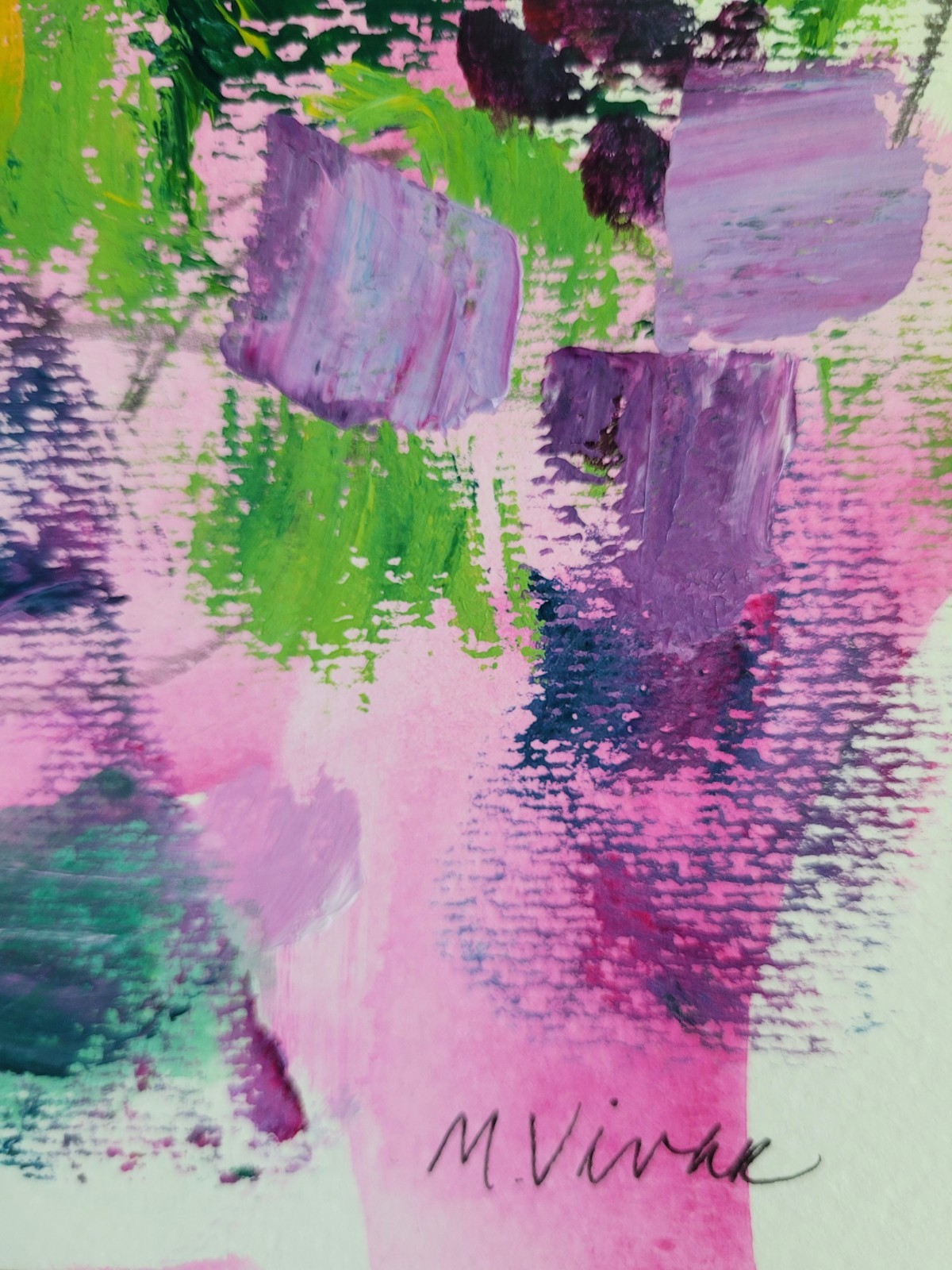 Mona Vivar 7 x 5 1/2 abstract floral bouquet garden art original painting
