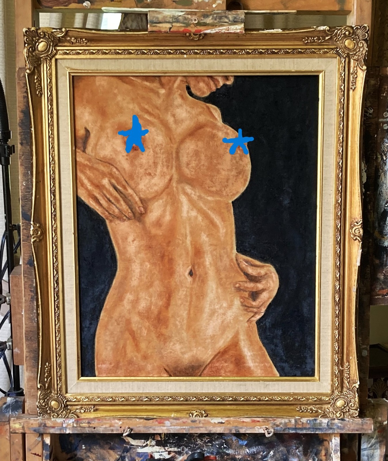 «willowy» VANWINKLE ORIGINAL naked woman oil painting 16×20 signed Micro-suede