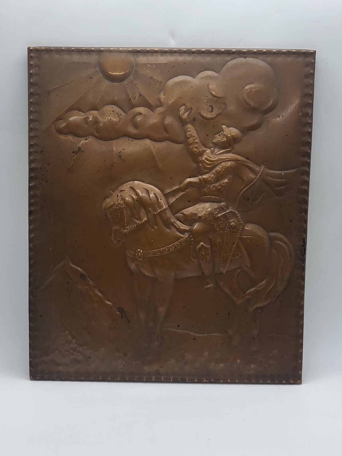 Vintage Soviet «A rider on a horse» Wall Panel Metal embossing Decor