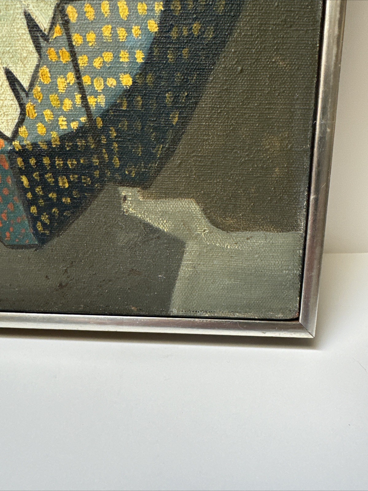 MID CENTURY PAINTING NIGHT BEACH COAST CUBIST MODERNIST JONES WPA ABSTRACT OIL