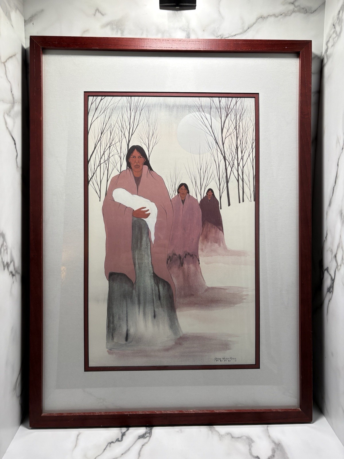 Jeannie Walker Rorex Matted ,Framed & Signed Painting Artwork 19 X 26 1/8”