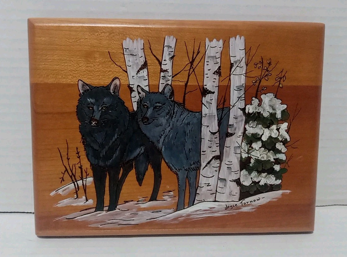 Beautiful Nature/Wolves Original Art By Joyce C. Tornow~On Cherry Wood, 8″ X 6″