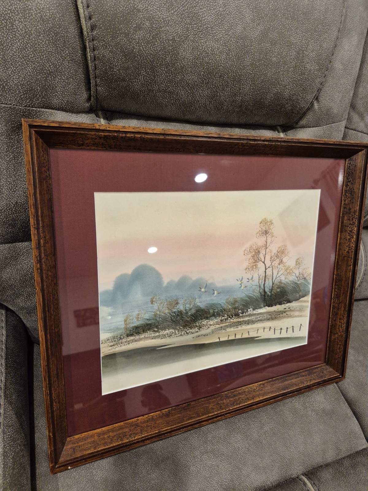 Beautiful Original Watercolor Painting Landscape With Flying Mallard Ducks…